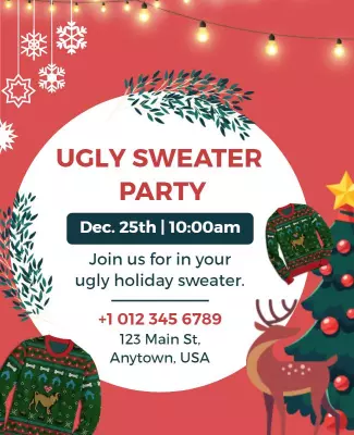 Holiday Ugly Sweater Party Event Flyer Template