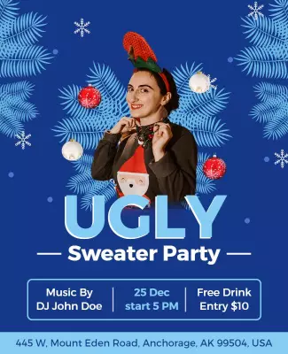 Holiday Ugly Sweater Party Event Flyer Template