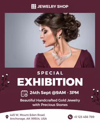 Jewelry Shop Special Exhibition Flyer Template