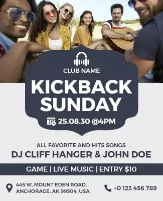 Kickback Sunday Live Music Event Flyer Template