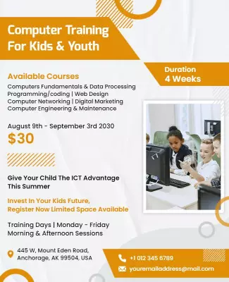 Kids and Youth Computer Training Course Flyer Template