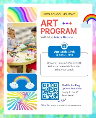 Kids School Holiday Art Program Flyer Template