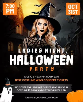 Ladies Night Halloween Party Flyer Template