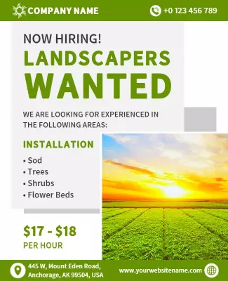 Landscaping Job Hiring Announcement Flyer Template