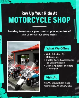 Local Motorcycle Shop Promotional Flyer Template