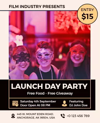 Masquerade Launch Day Party Flyer Template