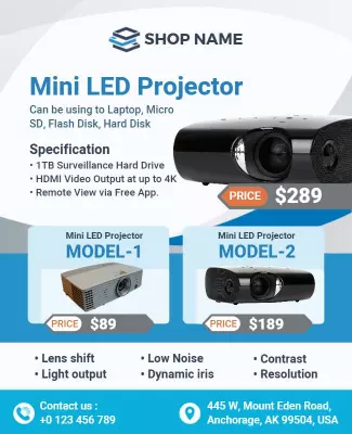 Mini Led Projector Product Advertisement Flyer Template