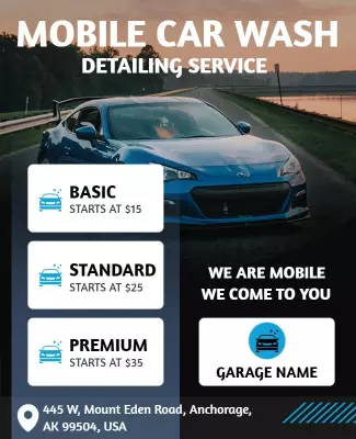 Mobile Car Wash Detailing Service Flyer Template