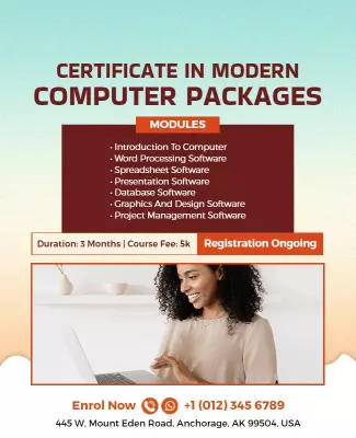 Modern Computer Course Enrollment Flyer Template