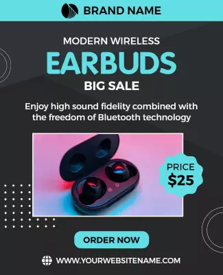 Modern Wireless Earbuds Sale Flyer Template