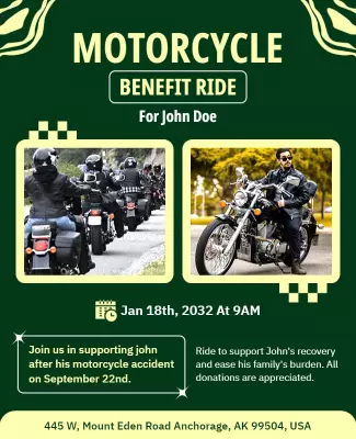 Motorcycle Charity Benefit Ride Flyer Template