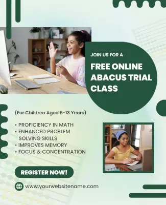 Online Abacus Trial Class Invitation Flyer Template