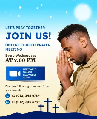 Online Church Prayer Meeting Invitation Flyer Template