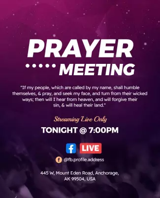 Online Community Prayer Meeting Flyer Template