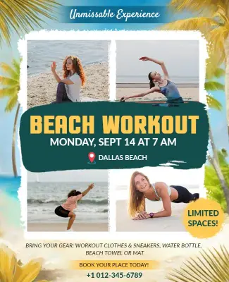 Outdoor Beach Workout Event Flyer Template