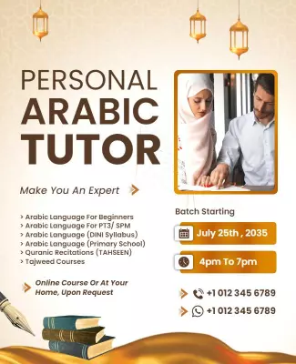 Personal Arabic Language Tutor Course Flyer Template