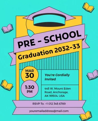 Pre School Graduation Invitation Flyer Template