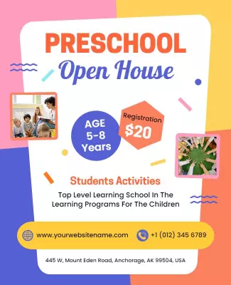 Preschool Open House Student Activities Flyer Template