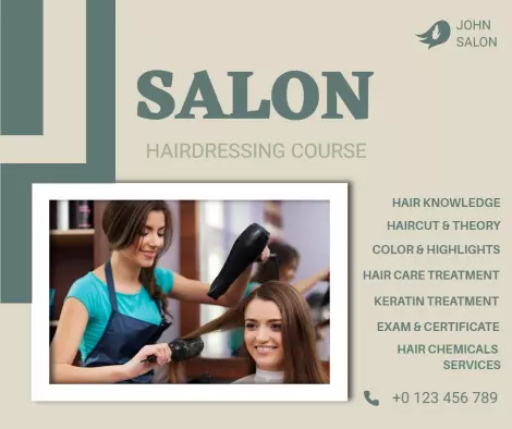 Professional Hairdressing Course Salon Facebook Flyer Template