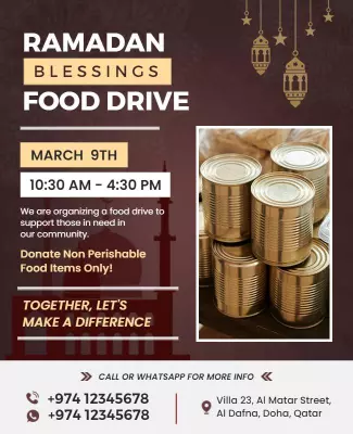 Ramadan Blessings Community Food Drive Flyer Template