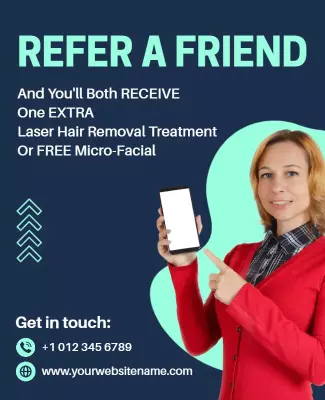 Refer a Friend Beauty Treatment Promotion Flyer Template