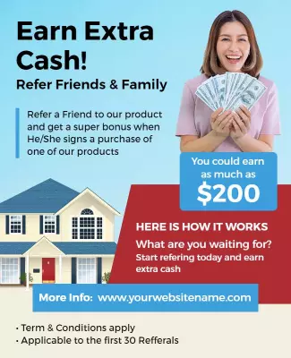 Referral Program Cash Bonus Flyer Template