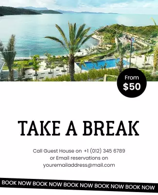 Relaxing Beachfront Getaway Promotion Flyer Template