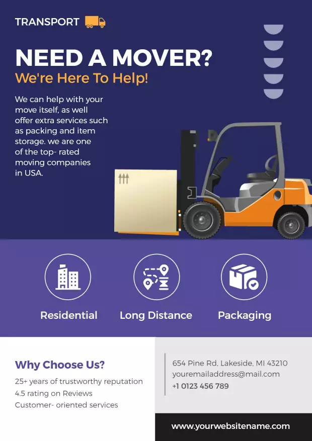 Residential and Long Distance Moving Services Flyer Template