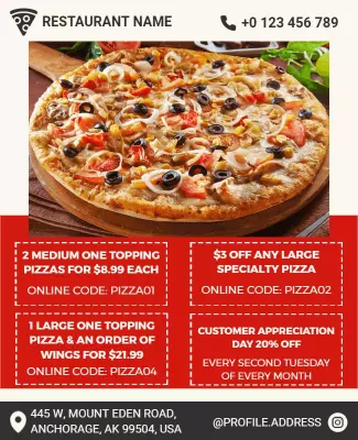 Restaurant Discount Pizza Deals Flyer Template