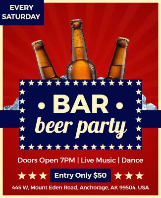 Saturday Night Bar Beer Party Flyer Template