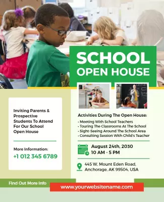 School Open House Event Flyer Template