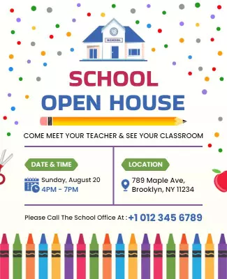 School Open House Invitation Flyer Template