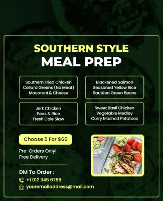 Southern Style Meal Prep Service Flyer Template