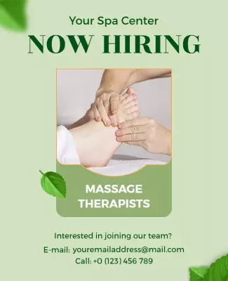 Spa Center Hiring Massage Therapists Flyer Template