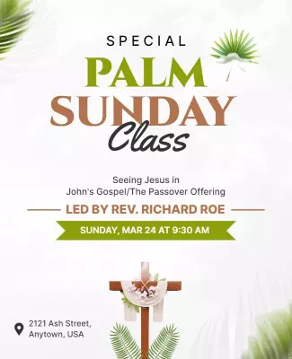 Special Palm Sunday Class Flyer Template