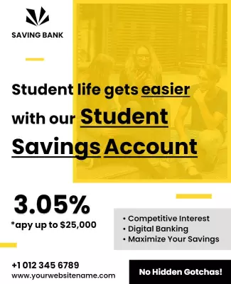 Student Savings Account Promotional Flyer Template