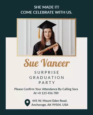 Surprise Graduation Celebration Invite Flyer Template