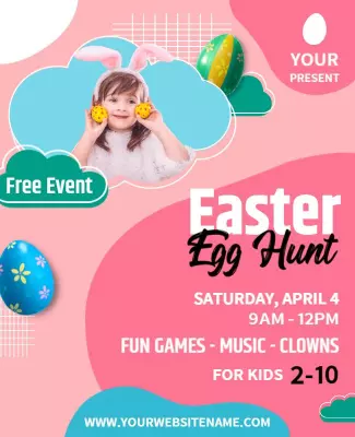 Tickle Me Pink Easter Day Poster Template