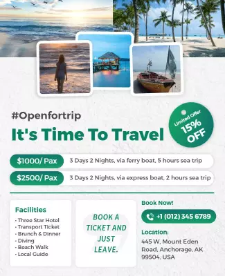 Tropical Beach Getaway Travel Flyer Template