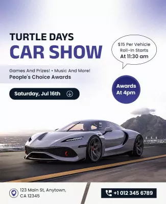 Turtle Days Car Show Event Flyer Template