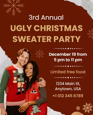 Ugly Christmas Sweater Party Event Flyer Template