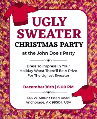 Ugly Sweater Christmas Party Flyer Template