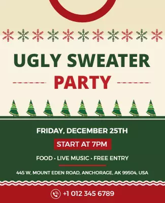 Ugly Sweater Holiday Party Flyer Template