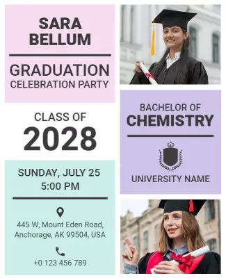 University Graduation Celebration Party Flyer Template