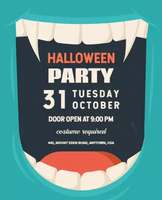 Vampire Teeth Halloween Party Flyer Template