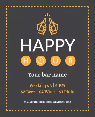 Weekday Happy Hour Bar Promotion Flyer Template