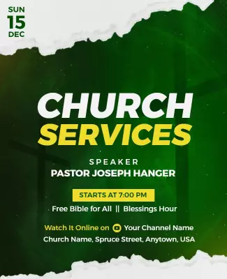 Weekly Church Services Event Flyer Template