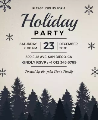 Winter Holiday Party Invitation Flyer Template