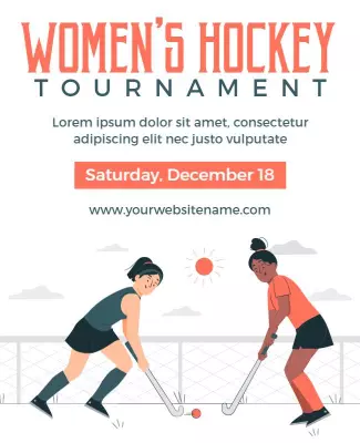 Women Hockey Tournament Sports Poster Template